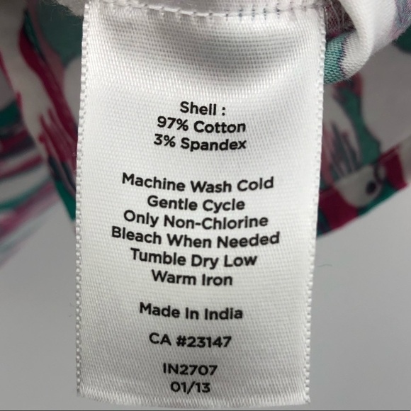 Talbots Petite M Parrot Print Cotton Stretch Sleeveless Round Neck Tank Top - Picture 6 of 9